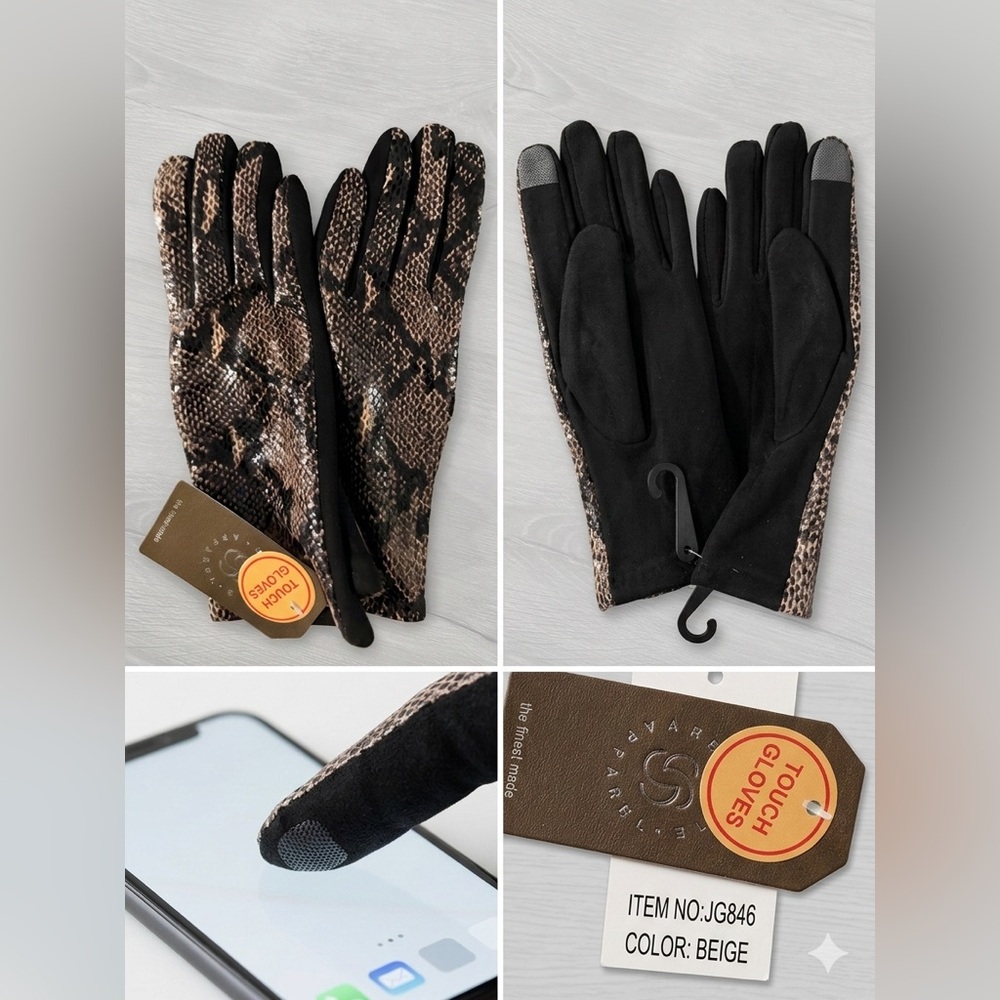 Snake Print Touch Gloves